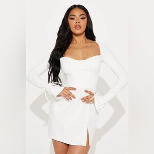 Fashion Nova White Long Sleeve Dress